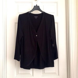 Kim Rogers Black Single Front Button Cardigan Size Medium 3/4 Sleeves